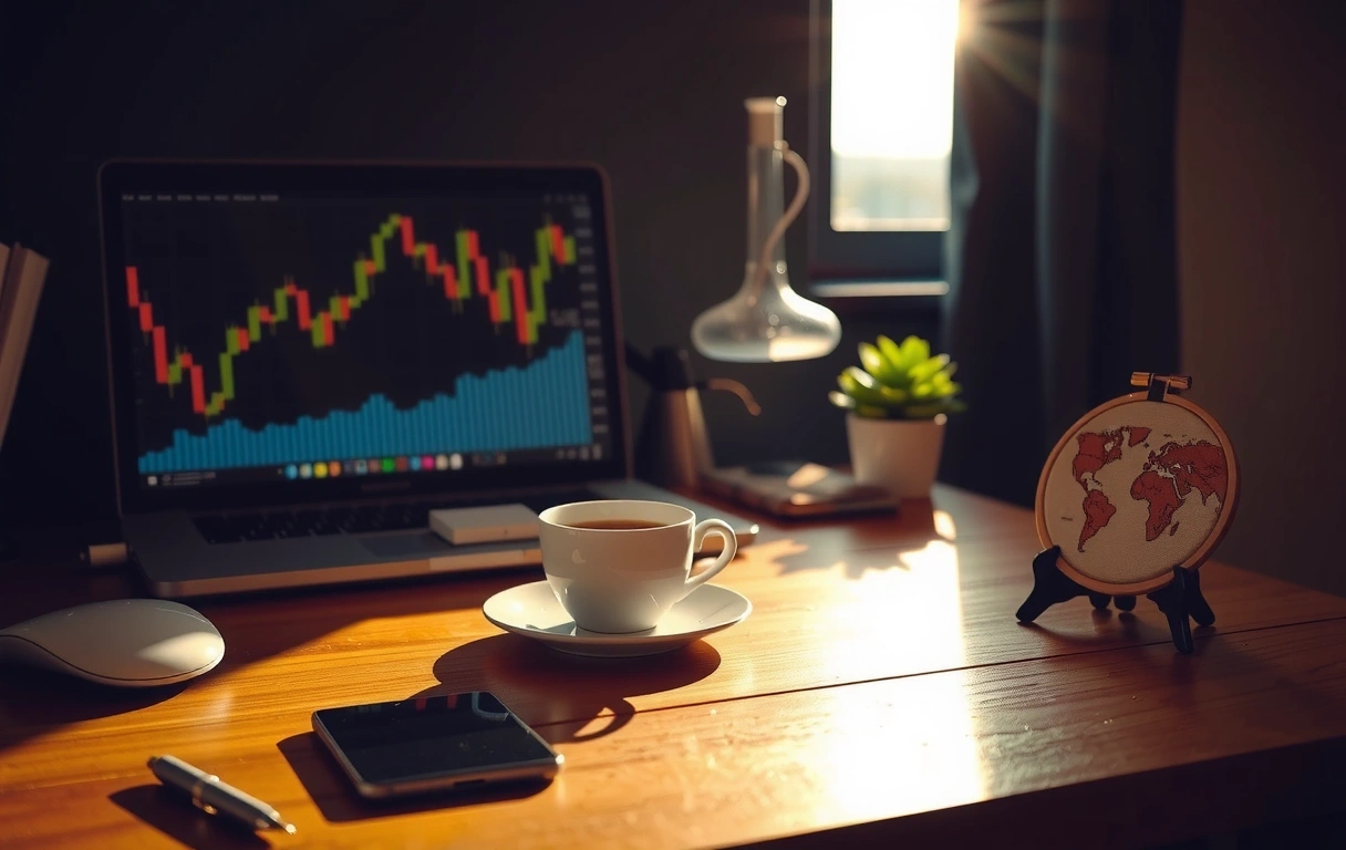 Gráficos financieros con marco artesanal